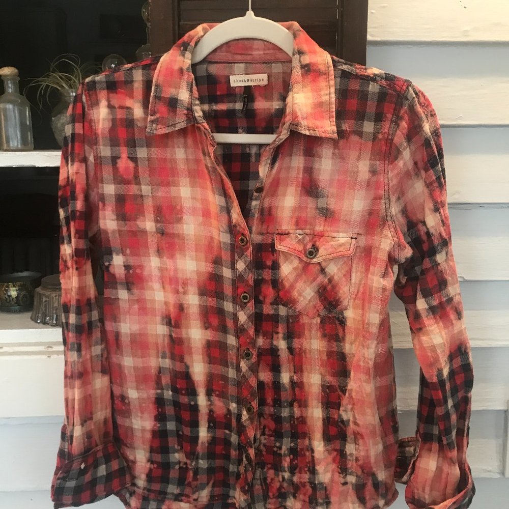 Check&Stripe bleached flannel - Picture 2 of 4